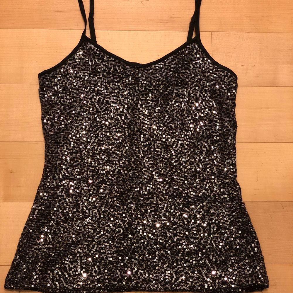 Express sequin black tank